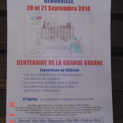 JOURNEES DU PATRIMOINE - HENONVILLE LES 20 ET 21/09/2014